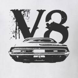 1970 DODGE CHALLENGER Rear Black Graphic V8 T Shirt