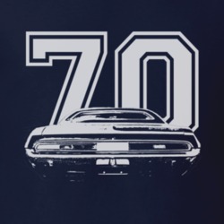 1970 DODGE CHALLENGER Rear White Graphic Year T Shirt