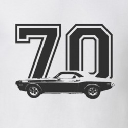 1970 DODGE CHALLENGER Side Black Graphic Year T Shirt