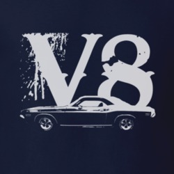 1970 DODGE CHALLENGER Side White Graphic V8 T Shirt