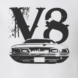 1972 DODGE CHALLENGER Rear Black Graphic V8 T Shirt