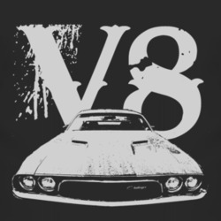1973 DODGE CHALLENGER Grill White Graphic V8 T Shirt