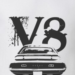 1973 DODGE CHALLENGER Rear Black Graphic V8 T Shirt