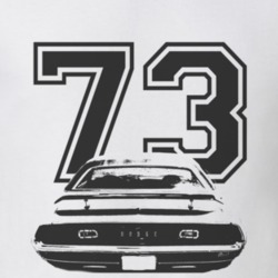 1973 DODGE CHALLENGER Rear Black Graphic Year T Shirt