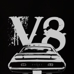 1973 DODGE CHALLENGER Rear White Graphic V8 T Shirt