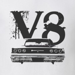 1965 CHEVY IMPALA SS Rear Black Graphic V8 T Shirt