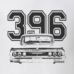 1966 CHEVY IMPALA SS Rear Black Graphic Engine Size T Shirt