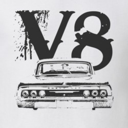 1966 CHEVY IMPALA SS Rear Black Graphic V8 T Shirt