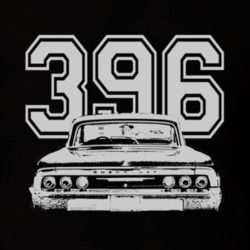 1966 CHEVY IMPALA SS Rear White Graphic Engine Size T Shirt