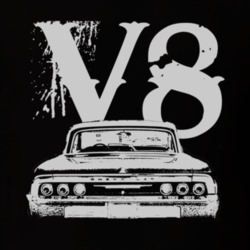 1966 CHEVY IMPALA SS Rear White Graphic V8 T Shirt