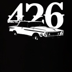 1962 Plymouth Fury Side View With Engine Size Faded Look Dark T Shirt