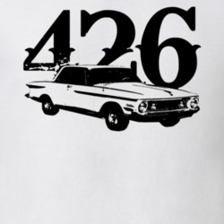 1964 Plymouth Fury Side View With Engine Size Faded Look Light T Shirt