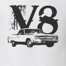 1965 CHEVROLET EL CAMINO SS Side Black Graphic V8 T Shirt