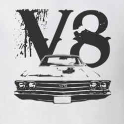 1969 CHEVROLET EL CAMINO SS Grill Black Graphic V8 T Shirt