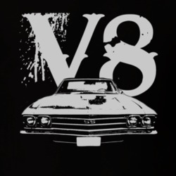 1969 CHEVROLET EL CAMINO SS Grill White Graphic V8 T Shirt