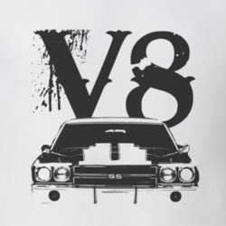 1970 CHEVROLET EL CAMINO SS Grill Black Graphic V8 T Shirt