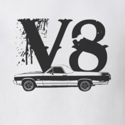 1970 CHEVROLET EL CAMINO SS Side Black Graphic V8 T Shirt