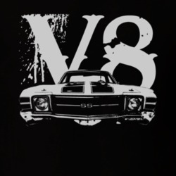 1971 CHEVROLET EL CAMINO SS Grill White Graphic V8 T Shirt