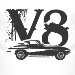 1966 CHEVROLET CORVETTE Side View Black Graphic With V8 Faded Look Lig