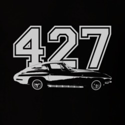 1966 CHEVROLET CORVETTE Side View White Graphic With Engine Size Faded