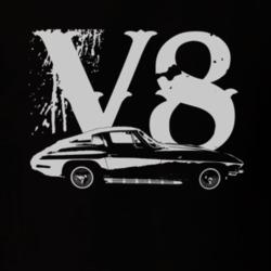 1966 CHEVROLET CORVETTE Side View White Graphic With V8 Faded Look Dar