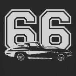 1966 CHEVROLET CORVETTE Side View White Graphic With Year Faded Look D