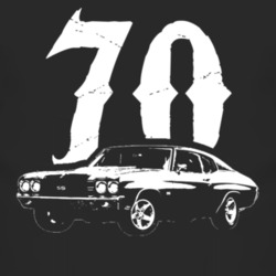 1970 Chevy Chevelle Side View With Year Faded Look Dark T Shirt