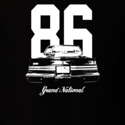 1986 Grand National Rear View With Year And Model Dark Color T Shirt