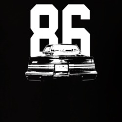 1986 Grand National Rear View With Year Dark Color T Shirt