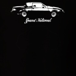 1986 Grand National Side View With Model Dark Color T Shirt