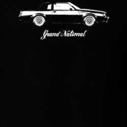 1985 Grand National Side View With Model Dark Color T Shirt