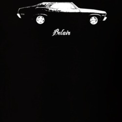 1972 Belair Side View With Model Dark Color T Shirt