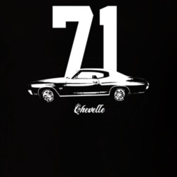 1971 Chevelle Side View With Year And Model Dark Color T Shirt