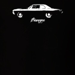 1971 Biscayne Side View With Model Dark Color T Shirt