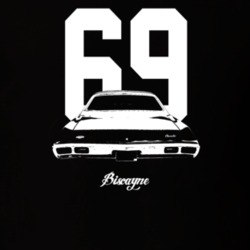 1969 Biscayne Rear View With Year And Model Dark Color T Shirt