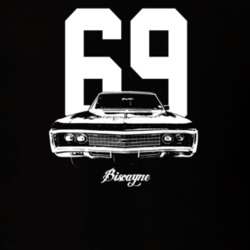 1969 Biscayne Grill View With Year And Model Dark Color T Shirt