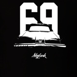 1969 Skylark Rear View With Year And Model Dark Color T Shirt
