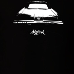 1969 Skylark Rear View With Model Dark Color T Shirt