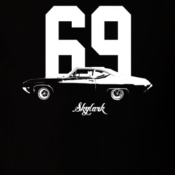 1969 Skylark Side View With Year And Model Dark Color T Shirt