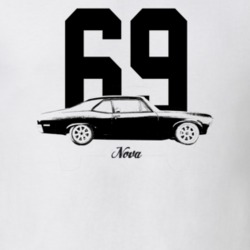 1969 Nova Side View With Year And Model Light Color T Shirt