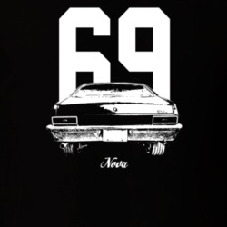 1969 Nova Rear View With Year And Model Dark Color T Shirt