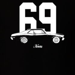 1969 Nova Side View With Year And Model Dark Color T Shirt