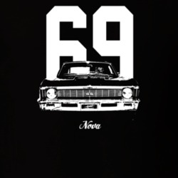 1969 Nova Grill View With Year And Model Dark Color T Shirt