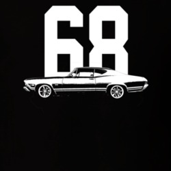 1968 Chevelle Side View With Year Dark Color T Shirt