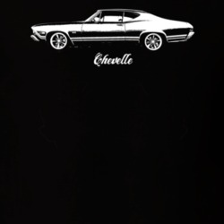 1968 Chevelle Side View With Model Dark Color T Shirt