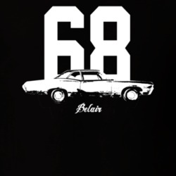 1968 Belair Side View With Year And Model Dark Color T Shirt