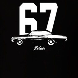1967 Belair Side View With Year And Model Dark Color T Shirt