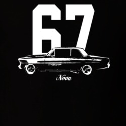 1967 Nova Side View With Year And Model Dark Color T Shirt