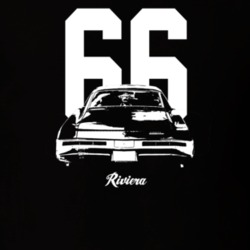 1966 Reviera Rear View With Year And Model Dark Color T Shirt