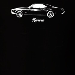 1966 Reviera Side View With Model Dark Color T Shirt